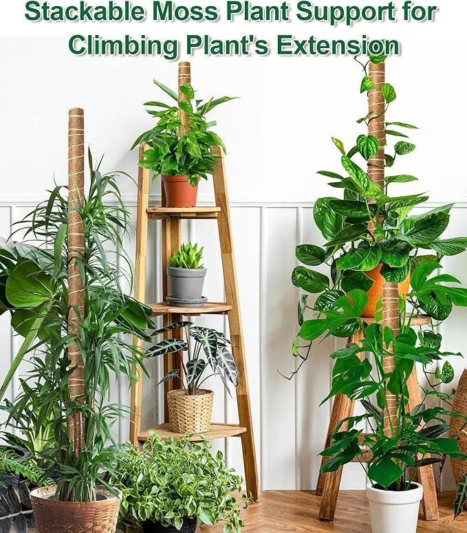 EAONE Moss Pole 96 Inch, 6 Pack 16" Monstera Plant Support for Climbing Potted Live Plants Indoor, Stackable Coco Coir Moss Sticks Monstera Stakes for Pothos Philodendron, with Garden Labels & Ties by GreenHaven Gardens