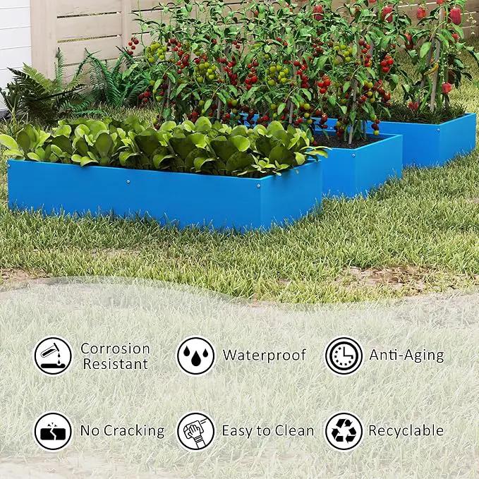 HDPE Raised Garden Bed 47.24 * 24.4 * 9.65 in,Vegetable Planter Bed Outdoor,Elevated Horticulture Planter Bed,Waterproof,Rot-Resistant and Non-Cracking Above Ground Garden Bed(Pacific Blue) by GreenHaven Gardens