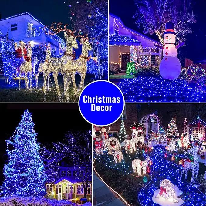 2 Pack Blue Solar Christmas Lights Outdoor Waterproof, Each 42.7 ft 100 LED Solar Powered String Lights, 8 Modes Solar Twinkle Lights for Garden Yard Patio Tree Porch Christmas Decorations by GreenHaven Gardens