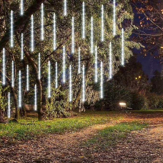 Dazzle Bright 864 LED Christmas Light, Meteor Shower Rain Lights 11.8 Inch 24 Tubes, Waterproof Plug in Falling Rain Lights Christmas Decorations for Xmas Bushes Tree Yard Party (White) by GreenHaven Gardens