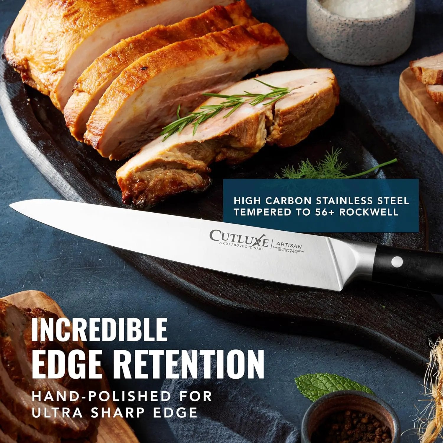 Cutluxe Turkey Carving Knife Set Carving Fork & Knife for Meat, BBQ, Brisket Razor Sharp Premium German Steel Full Tang, Ergonomic Handle Artisan Series by GreenHaven Gardens