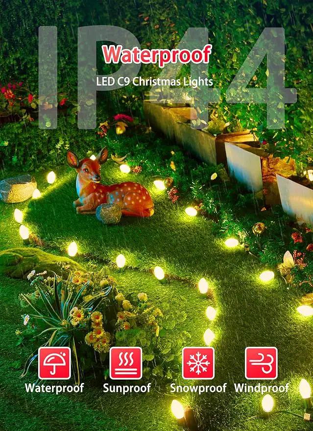 Vintage C9 LED Christmas Lights Outdoor, 25 Feet C9 String Lights with 25 Shatterproof Matte Bulbs, Connectable Waterproof Lights for Holiday Party Roofline Backyard Garden Patio, Warm White by GreenHaven Gardens