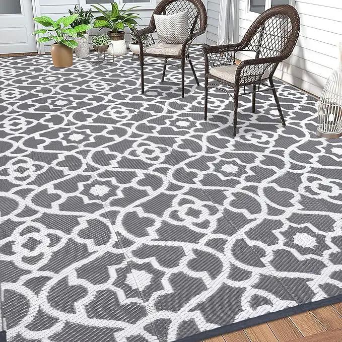 HEBE Outdoor Rug Waterproof 8x10, Plastic Straw Rug Camping Rug, Reversible Outdoor Patio Rugs RV Mat Clearance, Indoor Outside Floor Carpet for Porch,Deck,Camper,Balcony,Backyard by GreenHaven Gardens