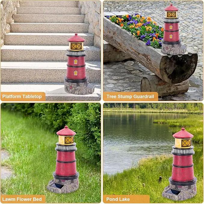 Solar Powered Lighthouse,Village Christmas Decor,Christmas Village Building Waterproof Statue Lighthouse Lamp for Yard Lawn Patio Gifts by GreenHaven Gardens