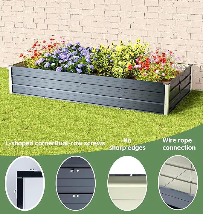 Galvanized Raised Garden Bed 7.5x4x1.3ft, 5 in 1 Durable Variable Planter Boxes Outdoor, Rust-Proof Metal Elevated Raised Beds for Gardening for Vegetables, Fruits, Flowers & Herbs by GreenHaven Gardens