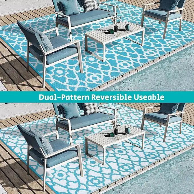 HEBE Outdoor Rug Waterproof 6x9, Plastic Straw Rug Camping Rug, Reversible Outdoor Patio Rugs RV Mat Clearance, Indoor Outside Floor Carpet for Porch,Deck,Camper,Balcony,Backyard by GreenHaven Gardens