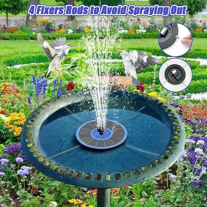 SZMP Solar Fountain Upgrade, 3.5W Solar Powered Bird Bath Fountains with Flower, Outdoor Water Feature Solar Pump with 7-in-1 Nozzles, 4 Fixed Pipes for Humingbirds, Garden, Pool, Pond, and Fish Tank by GreenHaven Gardens