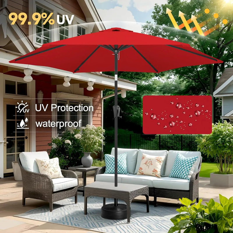 FLAME&SHADE 10ft Patio Umbrella - Outdoor Umbrella with 6 Sturdy Ribs, Push Button Tilt and Crank, UV Protection Table Market Umbrella for Pool, Porch，Garden, Deck, Backyard (Red) by GreenHaven Gardens