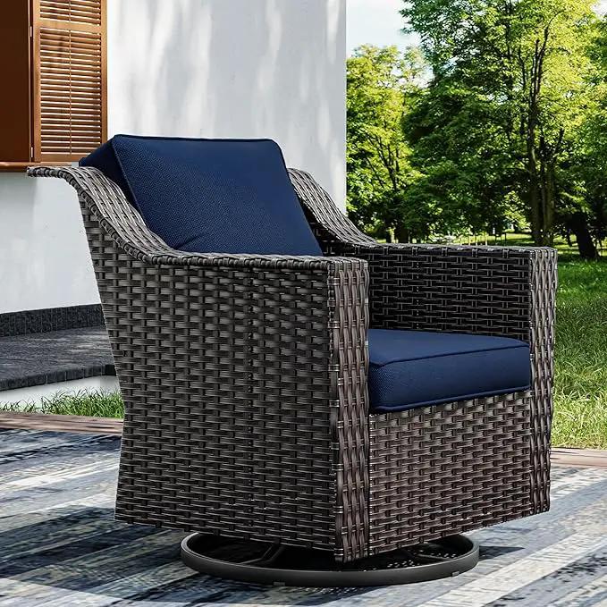 Joyside Outdoor Swivel Chair, Patio Swivel Chairs with Wide Armrest and Thick Cushions, Upgraded Large Size for Backyard, Garden, Poolside by GreenHaven Gardens