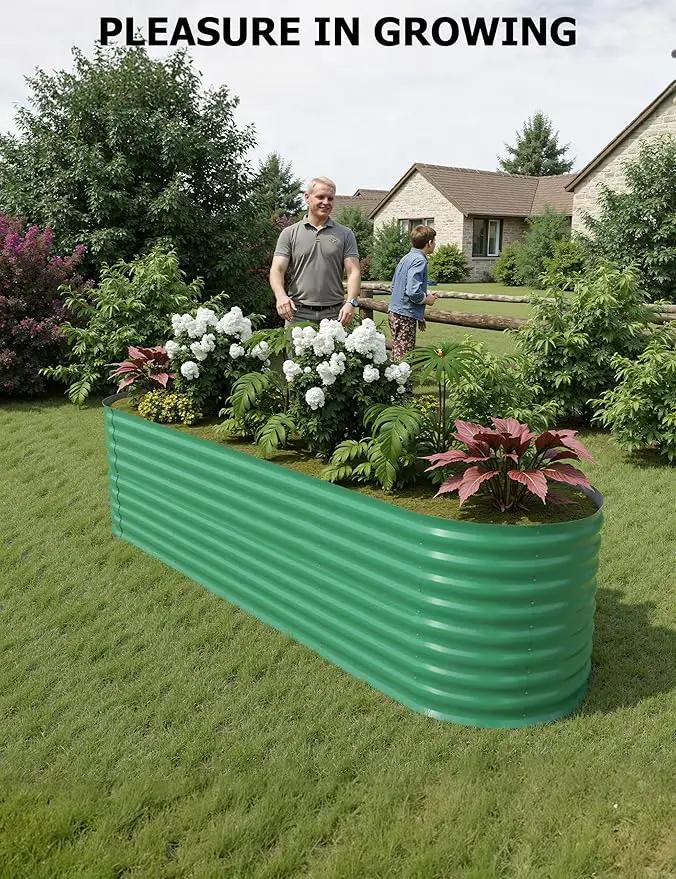 2 Pcs Raised Garden Beds Outdoor 8x4x2ft - Galvanized Steel Planter Box for Vegetables, Flowers, Rust-Resistant Garden Box, Easy Assembly Raised Beds, Durable Planters for Outdoor Plants, Green by GreenHaven Gardens