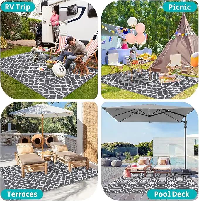 HEBE Outdoor Rug Waterproof 6x9, Reversible Plastic Straw Rug RV Camping Rug, Indoor Outdoor Patio Mat Clearance, Outside Carpet for Porch,Deck,Camper,Balcony,Backyard,Picnic by GreenHaven Gardens