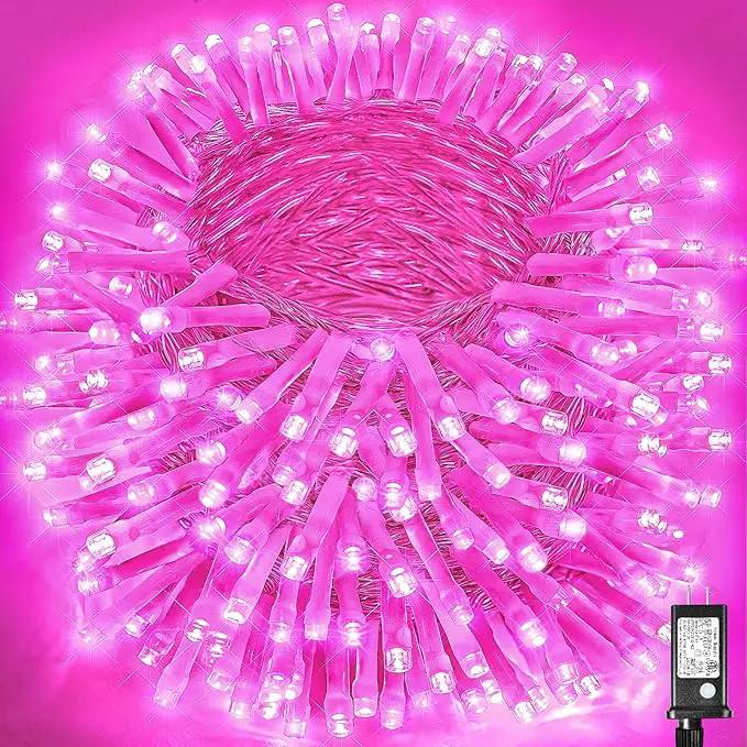 500 LED Pink String Lights, 165ft Pink Christmas Lights Outdoor Waterproof 8 Modes Clear Wire, Plug in Twinkle Fairy Lights for Bedroom Indoor Wedding Christmas Decorations by GreenHaven Gardens