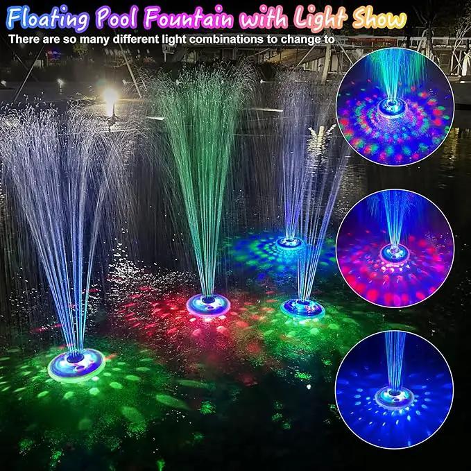 Floating Water Fountain with Underwater Lights, Rechargeable Battery Powered Pump Outdoor, 2 Modes Sprinkler Waterfall fountain for Inground Above Ground Pool, Pond-1PC by GreenHaven Gardens
