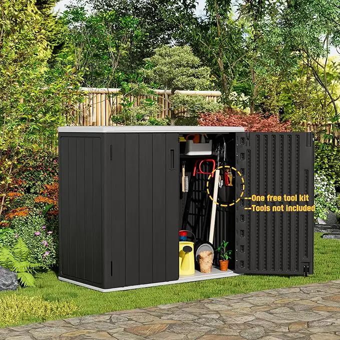Large Outdoor Storage Box,Resin Sheds&Outdoor Storage Waterproof/Lockable,Outdoor Storage Cabinets for Balcony,Garage,Backyard (37Cu.ft-Black White) by GreenHaven Gardens