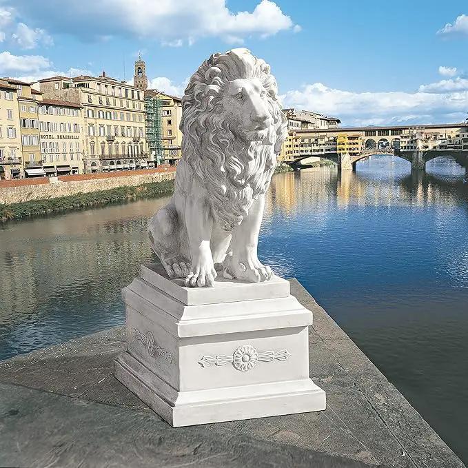 Design Toscano Lion of Florence Sentinel Indoor/Outdoor Animal Statue, 28 Inch Tall, Cast Stone Resin, Antique Stone Finish by GreenHaven Gardens