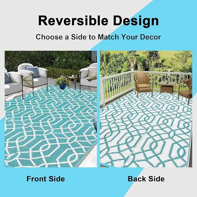 HEBE Outdoor Rug Waterproof 8x10, Reversible Plastic Straw Rug RV Camping Rug, Indoor Outdoor Patio Mat Clearance, Outside Carpet for Porch,Deck,Camper,Balcony,Backyard,Picnic by GreenHaven Gardens