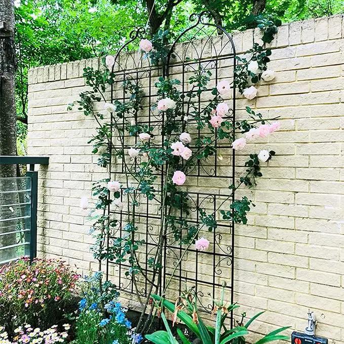 6 Pack Metal Garden Trellis 86.7" H Garden Fence Rustproof Trellis for Climbing Plants Support Roses Flower Outdoor Lawn, Black 7.2FT Tall by GreenHaven Gardens