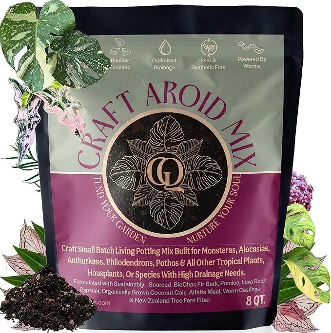 Craft Aroid Potting Mix- Elite Alocasia, Philodendron, Monstera Soil Mix, Chunky, Well Draining Potting Soil for Indoor Plants, All Tropical Plants & Houseplants, Synthetic & Peat Free 8QT by GreenHaven Gardens