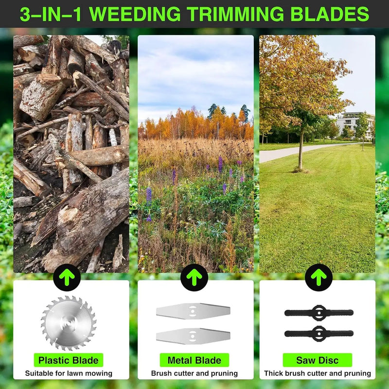 Electric Weed Wacker Cordless with Wheels: Electric Weed Wacker Battery Powered 24V 4.0Ah - Cordless String Trimmer for Lawn Garden Glass Pruning Trimming, Black by GreenHaven Gardens