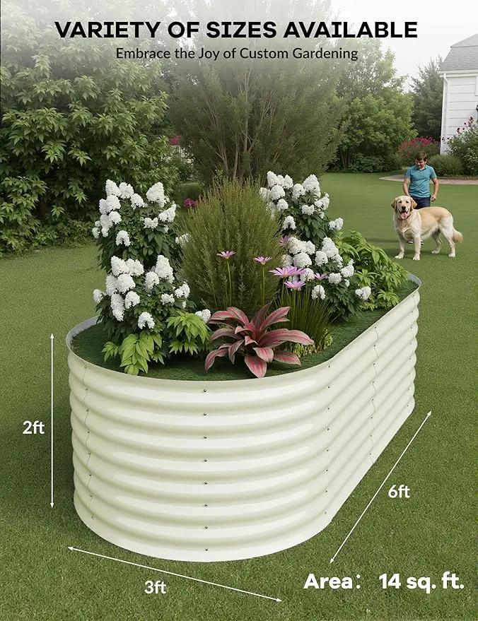2 Pcs Raised Garden Beds Outdoor 6x3x2ft - Galvanized Steel Planter Box for Vegetables, Flowers, Rust-Resistant Garden Box, Easy Assembly Raised Beds, Durable Planters for Outdoor Plants, Beige by GreenHaven Gardens