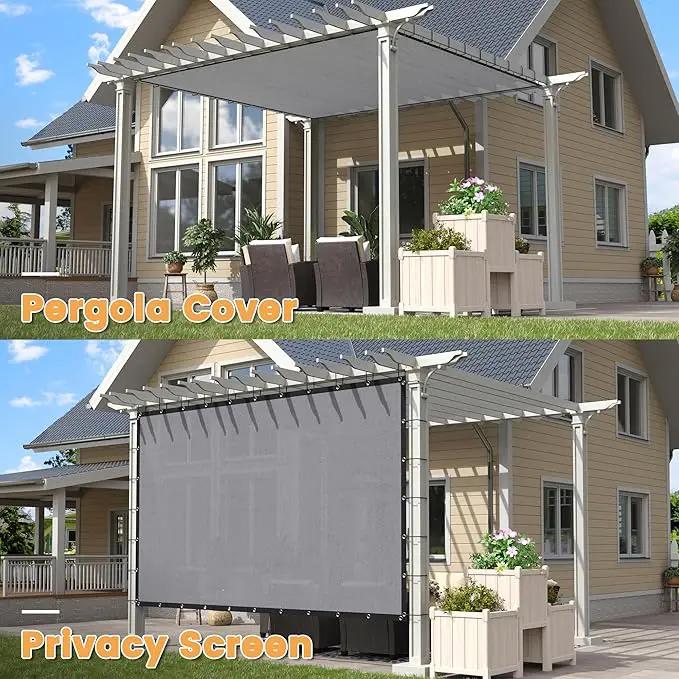 VICLLAX Shade Fabric Sun Shade Cloth with Every 2 FT Grommets for Patio Garden Pergola Cover Canopy 12x12 FT, Light Grey by GreenHaven Gardens