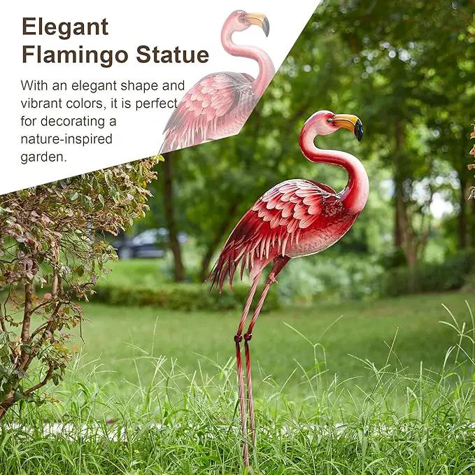 Glitzhome Metal Standing Flamingo Garden Statue with Stakes Outdoor Decorative Sign, 36.25" H by GreenHaven Gardens