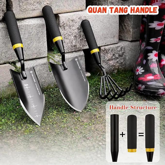 Heavy Duty Stainless Steel Garden Tool Set - Thoughtfully Crafted for Outdoor Patio Use, Perfect for Both Men and Women. Includes Gardening Trowel, Transplanting Shovel, and Hand Cultivators by GreenHaven Gardens