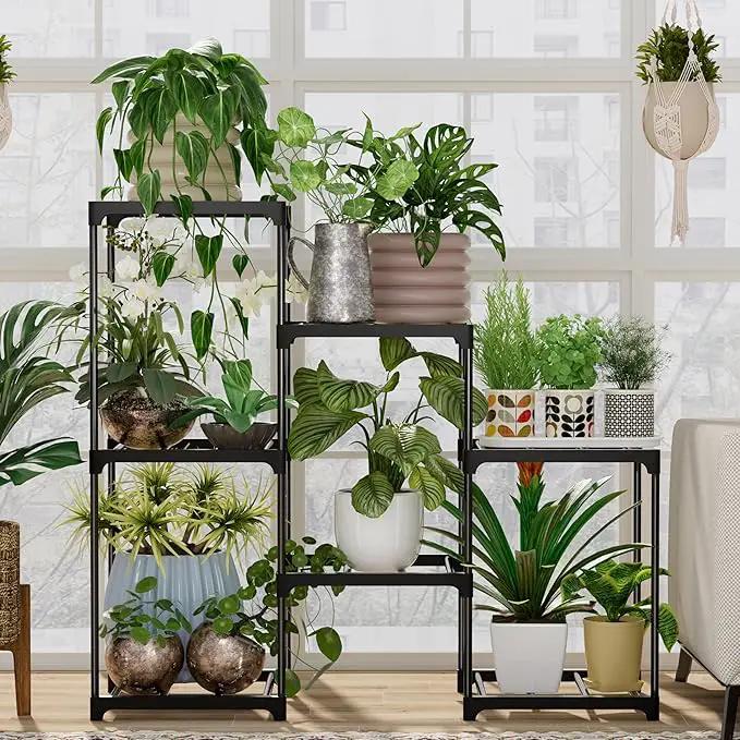 Metal Plant Stand Indoor Outdoor Plant Shelf Stand, 3 Tiers 7 Pots Potted Flower Plant Stands for Indoor Plants Multiple, Plant Shelves Stands Rack for Patio, Balcony, Living Room by GreenHaven Gardens