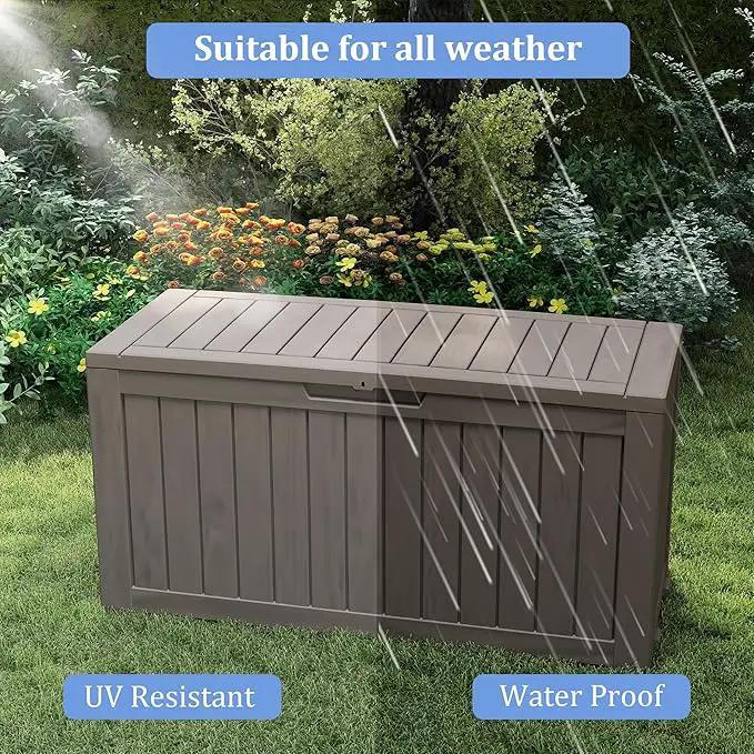 80 Gallon Outdoor Storage Box with Wheels, Waterproof Lockable Resin Deck Box Patio Storage Bin for Pool Accessories Cushion Furniture, Garden Tools, UV-Resistant Outside Delivery Grey by GreenHaven Gardens