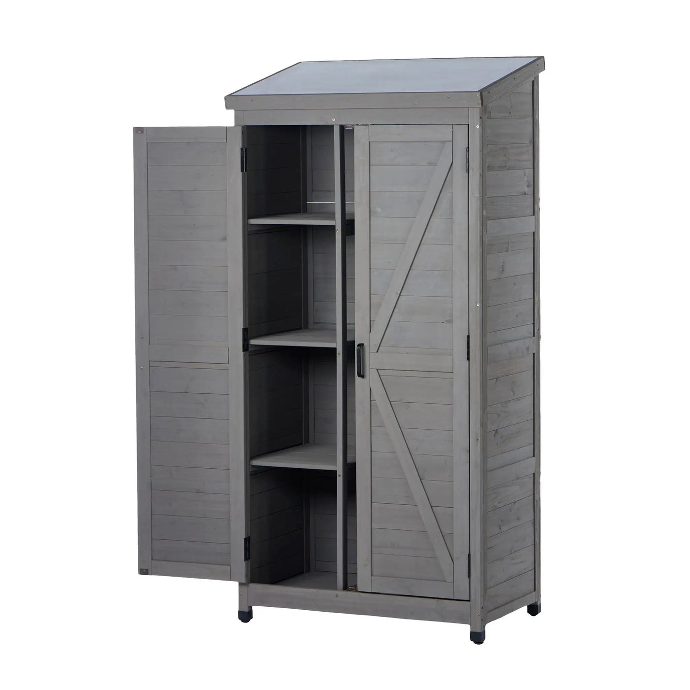 Outdoor Storage Shed With Vertical Tool Cabinet For Backyard by HouseOfZazla