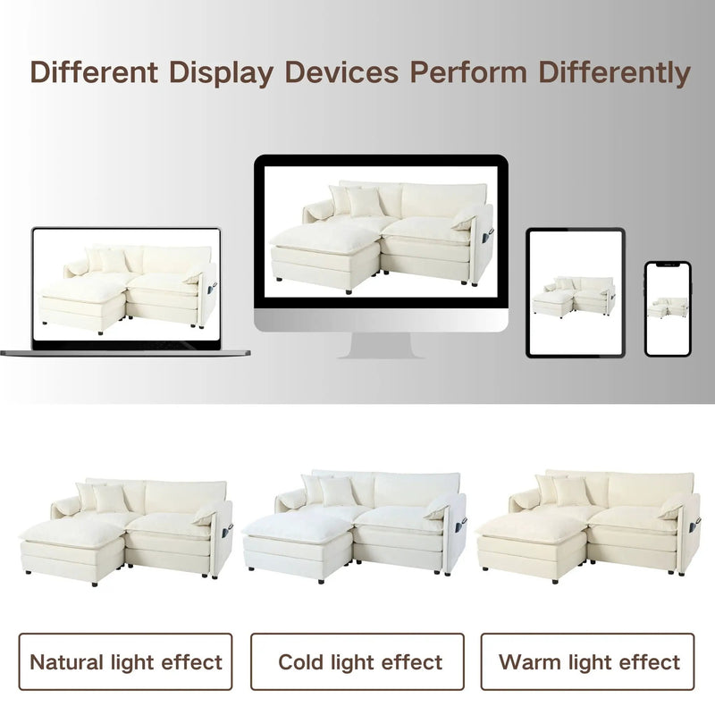 Modern Comfy Deep Seat Modular Sectional Sofa Cloud Couch With Ottoman