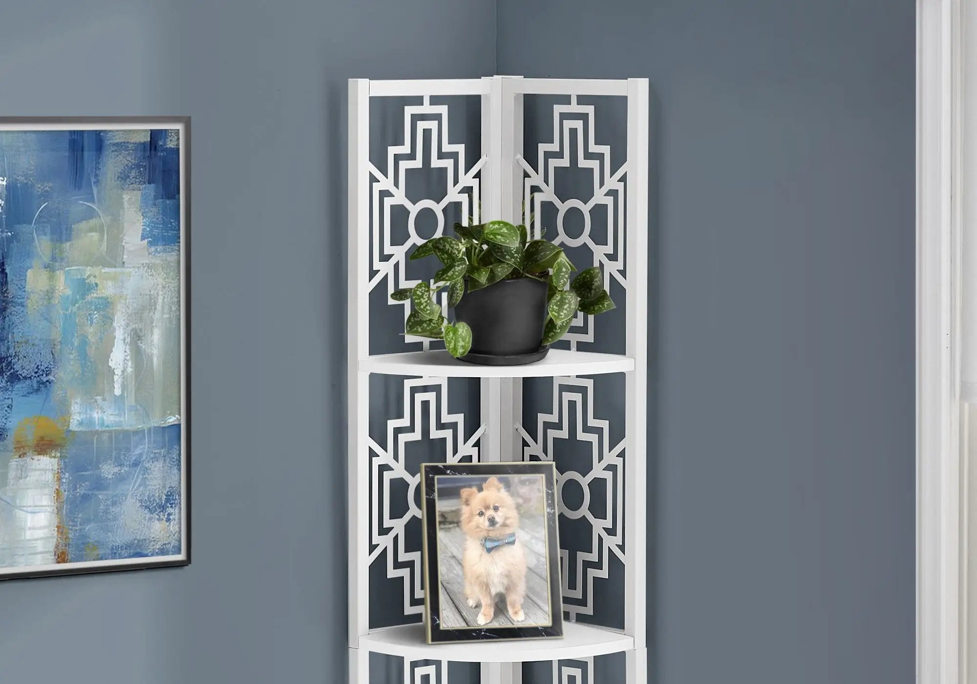 4 Tier Corner Bookshelf Bookcase for Office, Transitional Style by HouseOfZazla