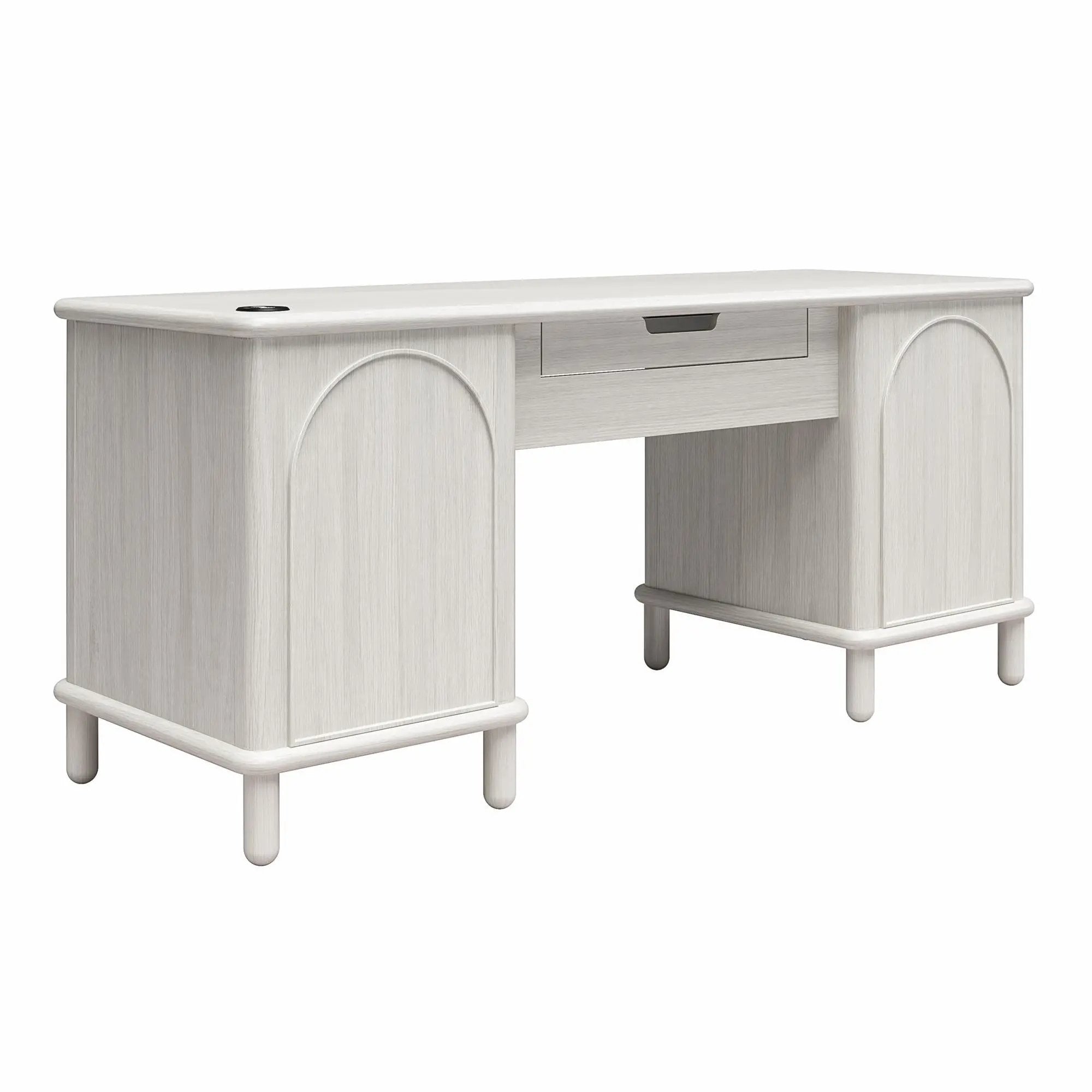 Selena - Double Pedestal Desk - Rustic White by HouseOfZazla