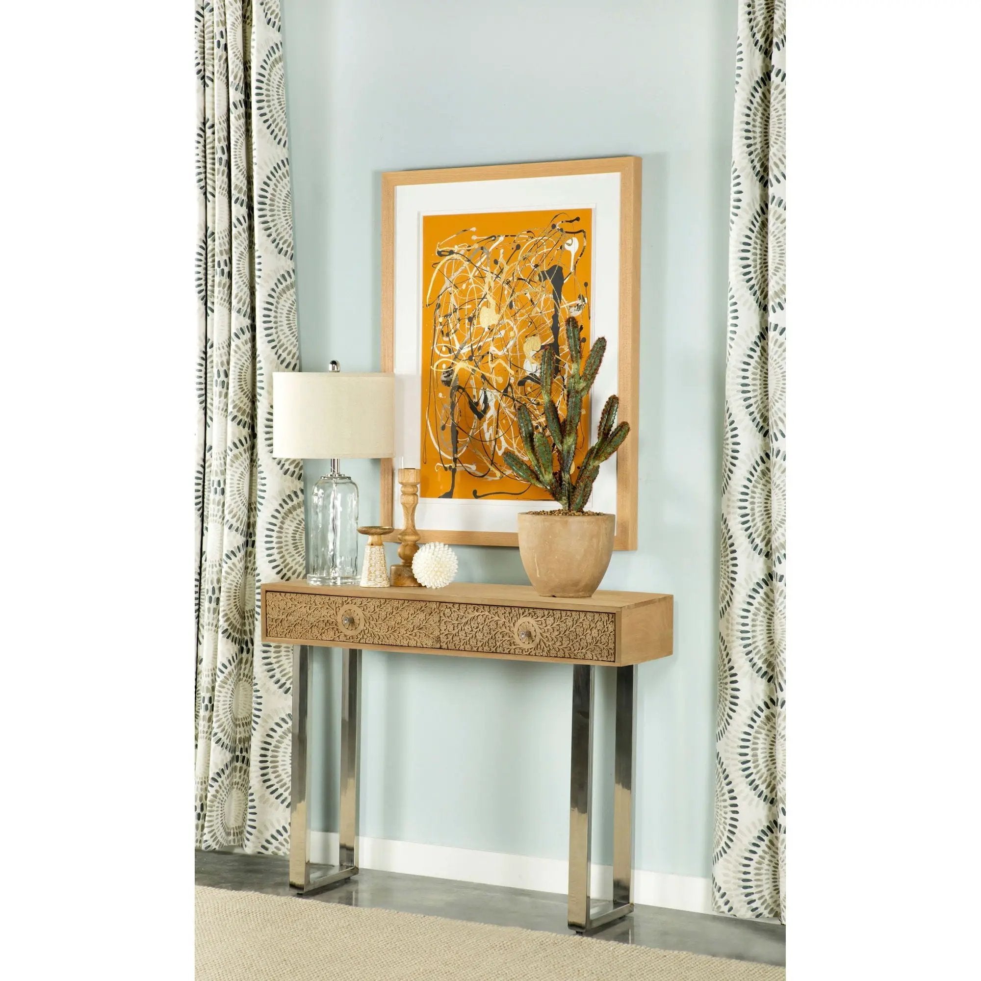 Harmony - 2 Drawer Table With Sled Base In Tones Accents - Natural by HouseOfZazla