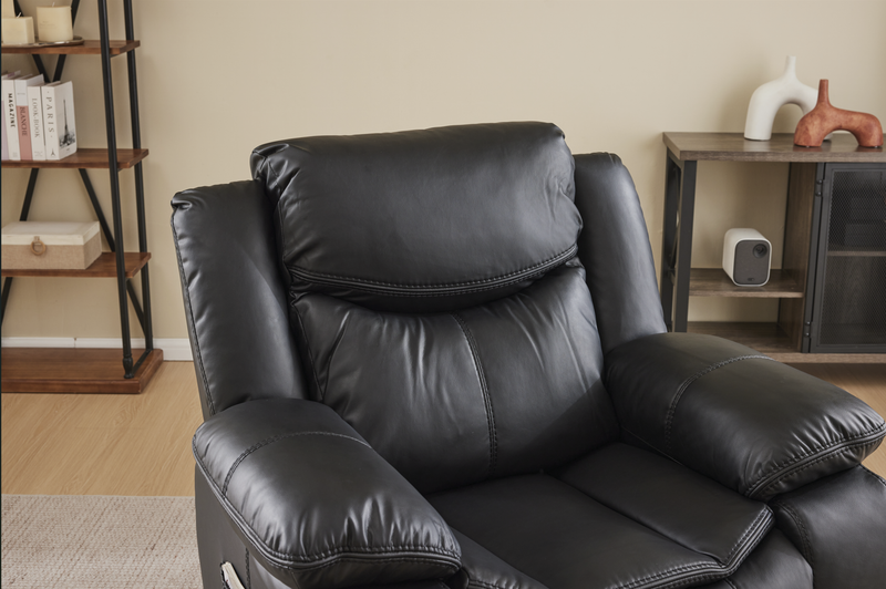 Black Color Air Leather Recliner Chair with Vibration and Heating by HouseOfZazla