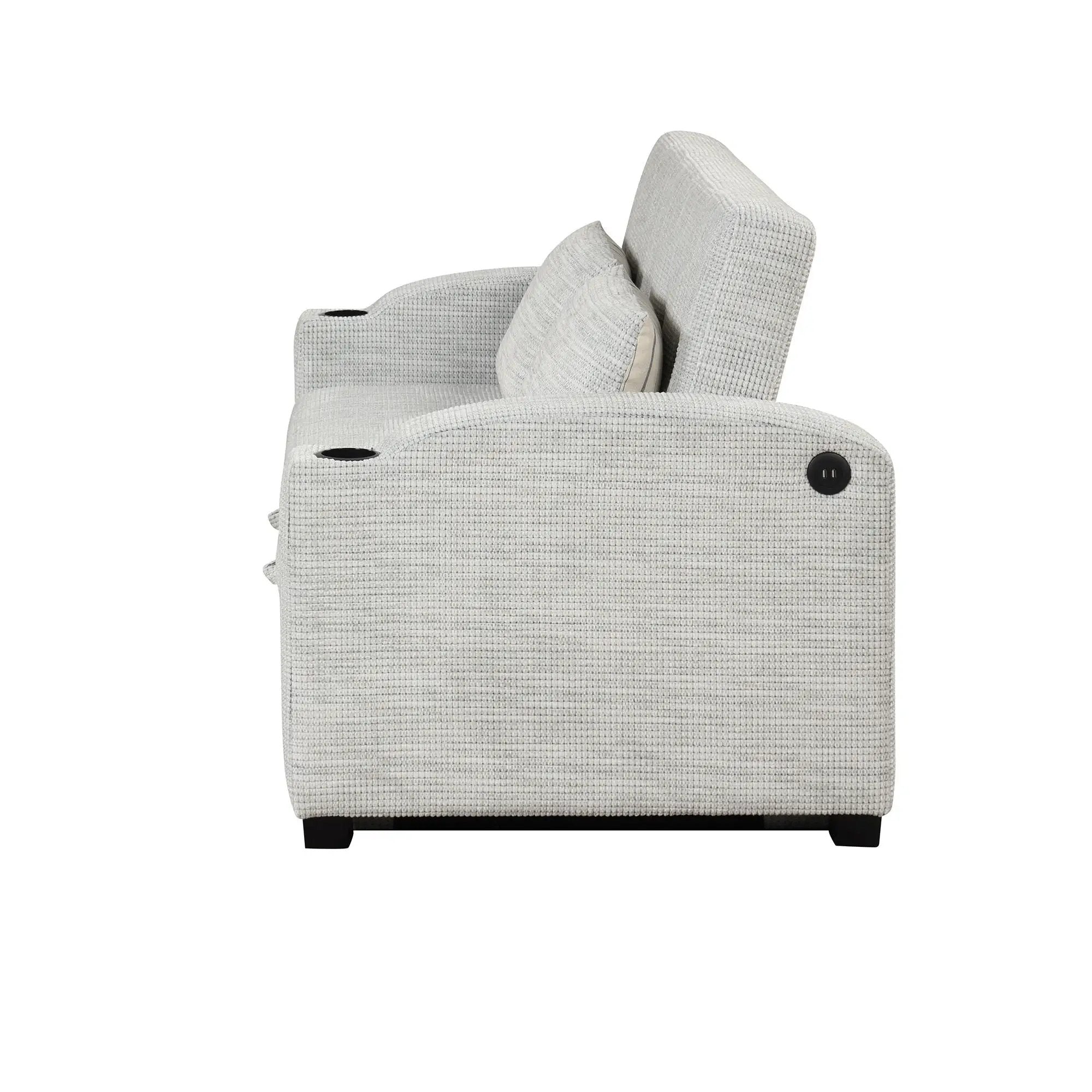 Pull Out Loveseat Sofa With Adjsutable Backrest, 2 Pillows, Cup Holders, USB Ports For Living Room by HouseOfZazla
