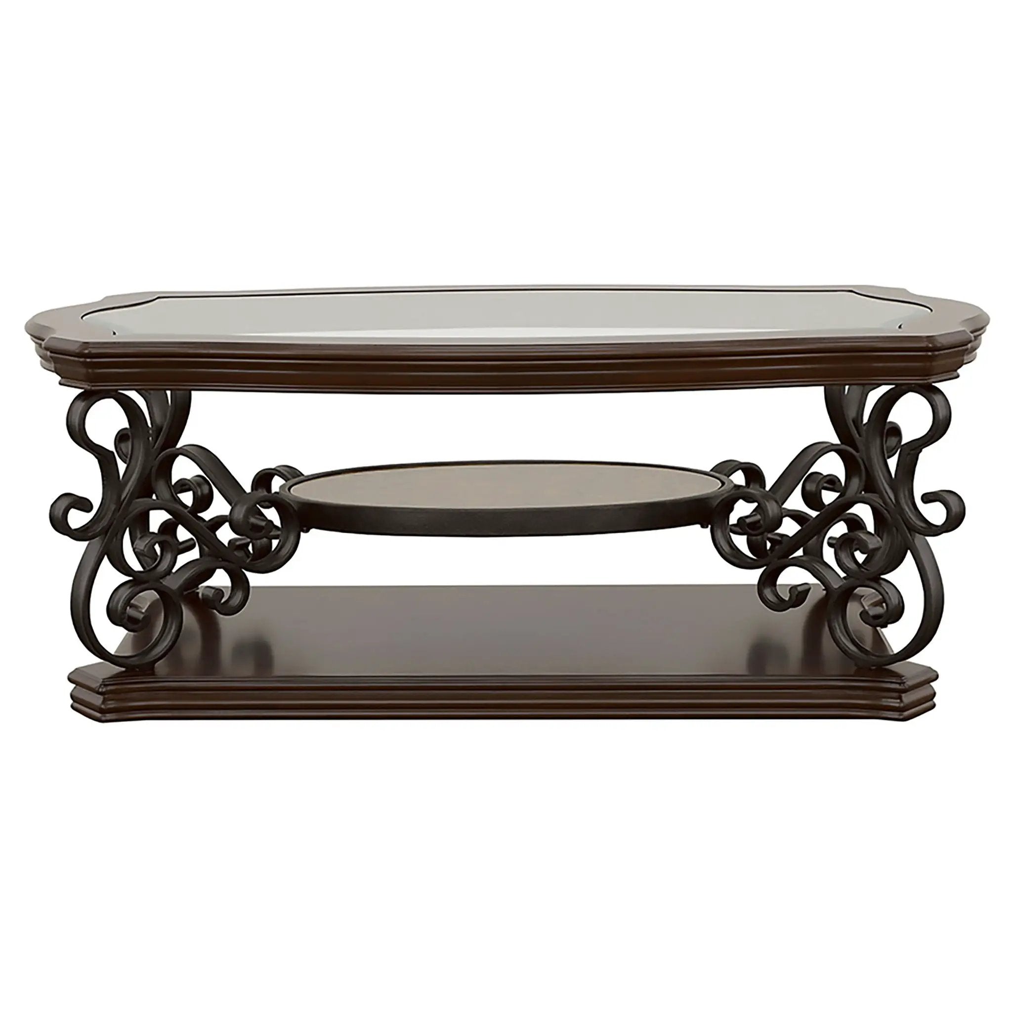 Laney 1-shelf Glass Top Rectangular Coffee Table Deep Merlot by Unique Piece Furniture