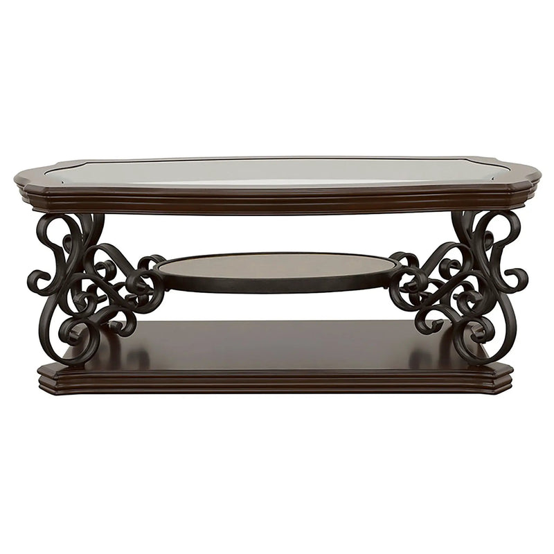 Laney 1-shelf Glass Top Rectangular Coffee Table Deep Merlot by Unique Piece Furniture