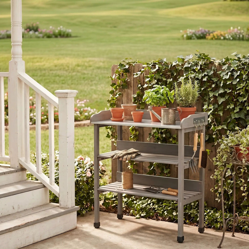 Outdoor Potting Table, 3 Tier Workbench by HouseOfZazla