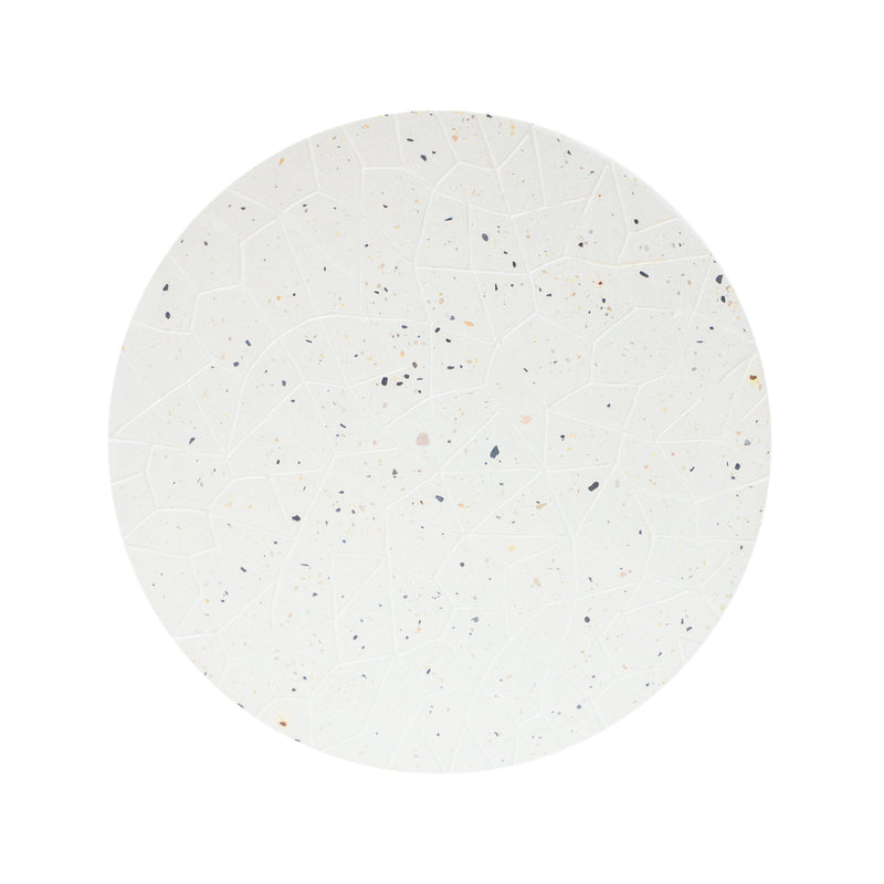 Terrazzo Concrete Drum End Table with Weather-Resistant Finish - White, photo 4 of 9