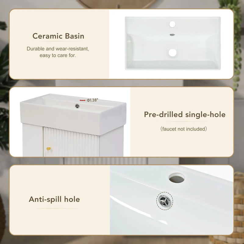 Modern Floating Bathroom Vanity With Ceramic Basin Perfect For Small Bathrooms by HouseOfZazla