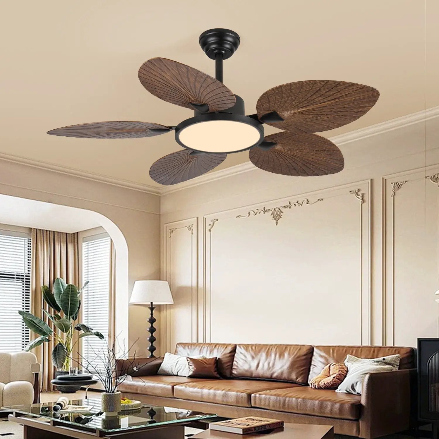 52-Inch Tropical Palm Leaf Ceiling Fan with Lights & Remote Control by HouseOfZazla