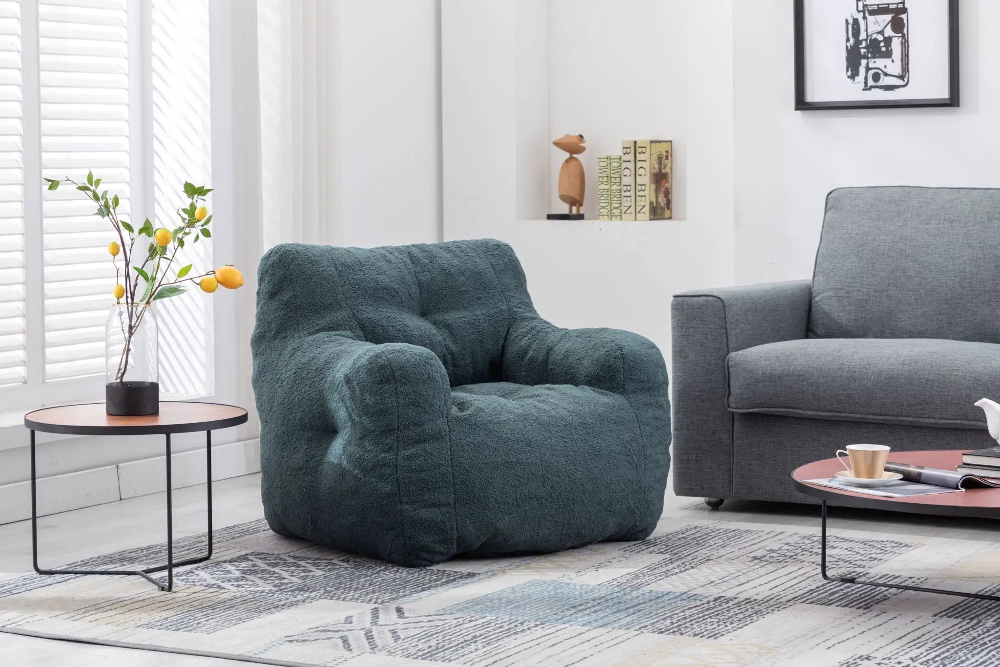Soft Teddy Fabric Tufted Foam Bean Bag Chair With Teddy Fabric by Unique Piece Furniture