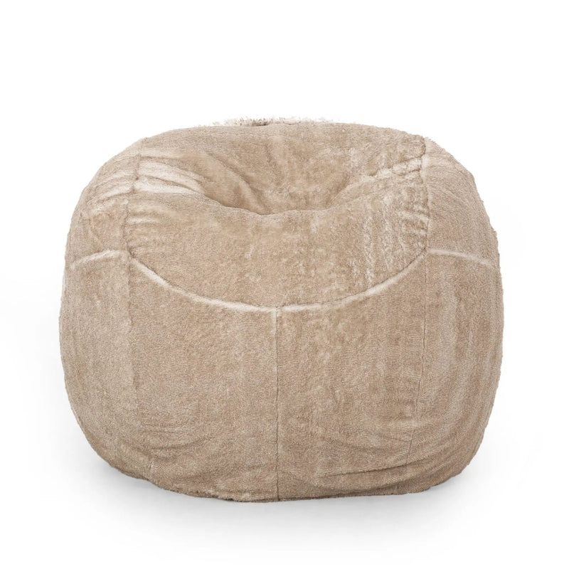 Vida - Modern 5 Foot Rounded Bean Bag - Snow White / Beige by Unique Piece Furniture