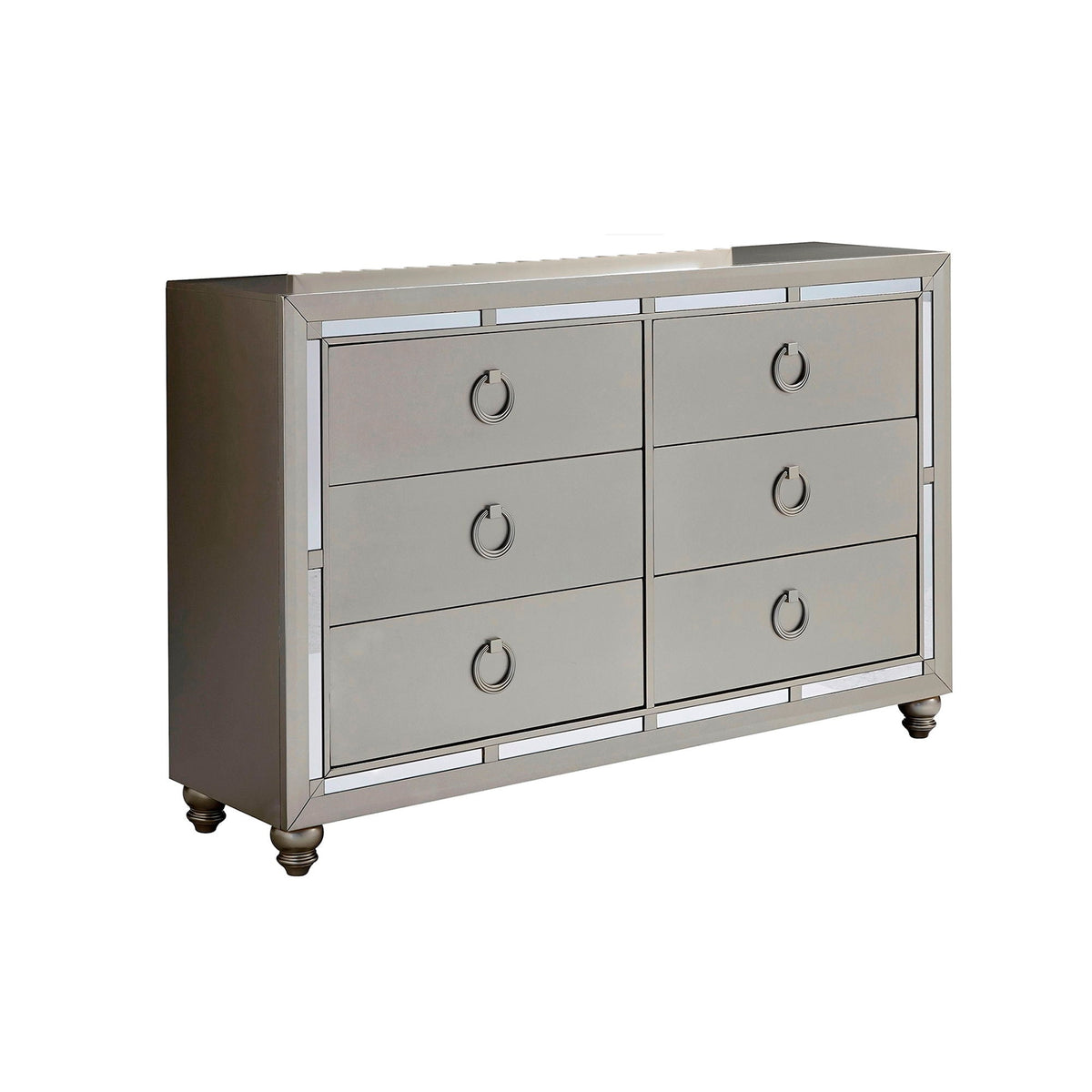 Gemstone Silver Dresser with Mirror Accents - Gemstone Silver
