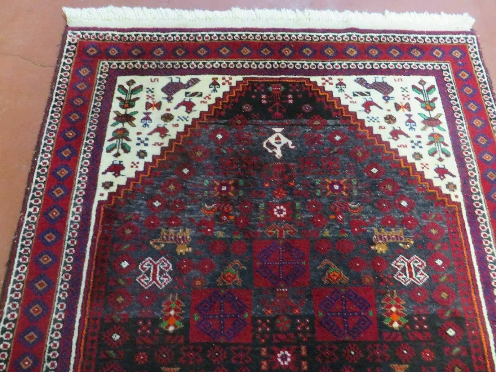 4' X 7' Vintage Handmade Indian Jaipur Rug Bird Carpet by Jewel Rugs