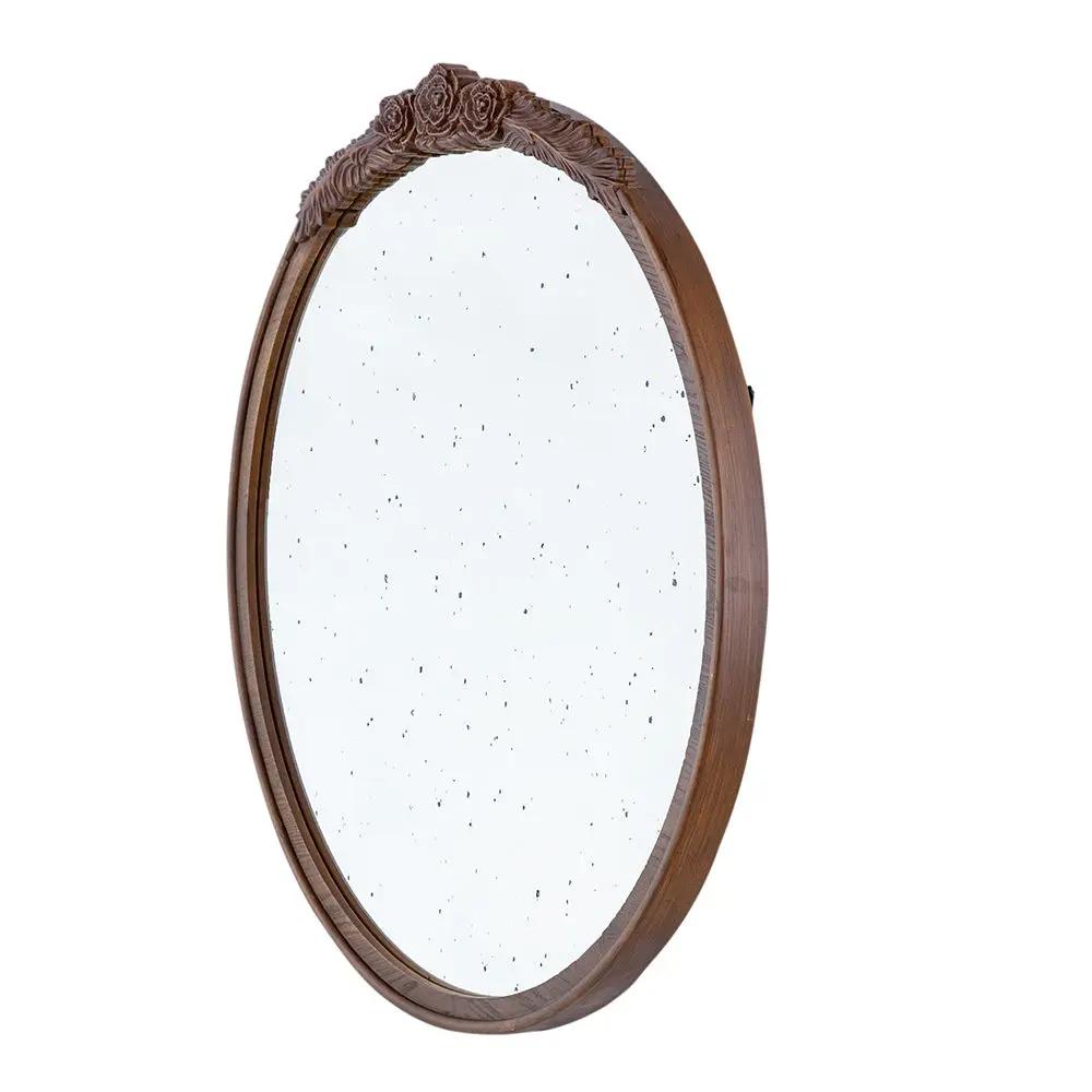 Round Hand Carved Rose Antique Mirror Frame, Wall Mirror For Live Space by HouseOfZazla