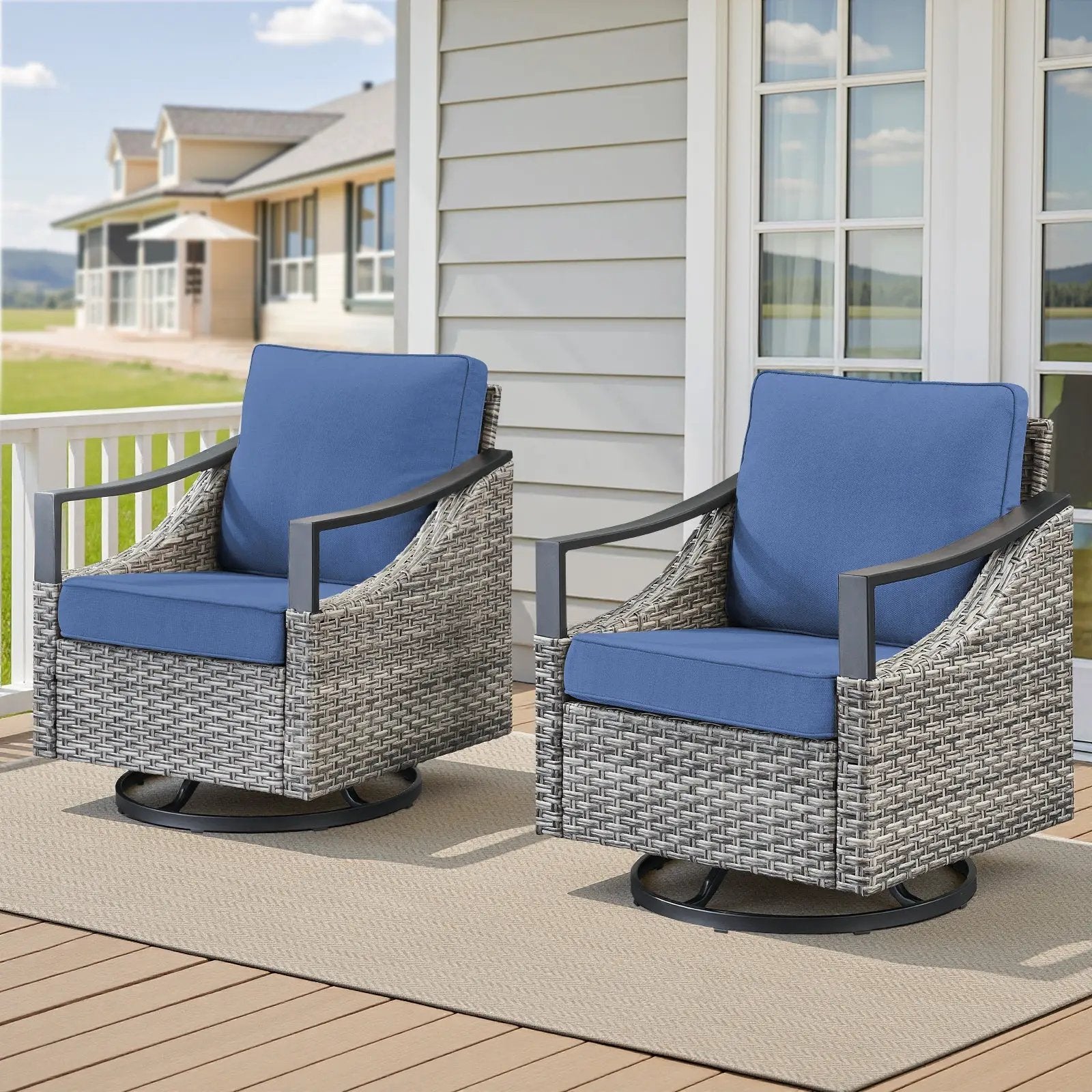 Outdoor Swivel Rocking Glider Chairs Set of 2 by HouseOfZazla