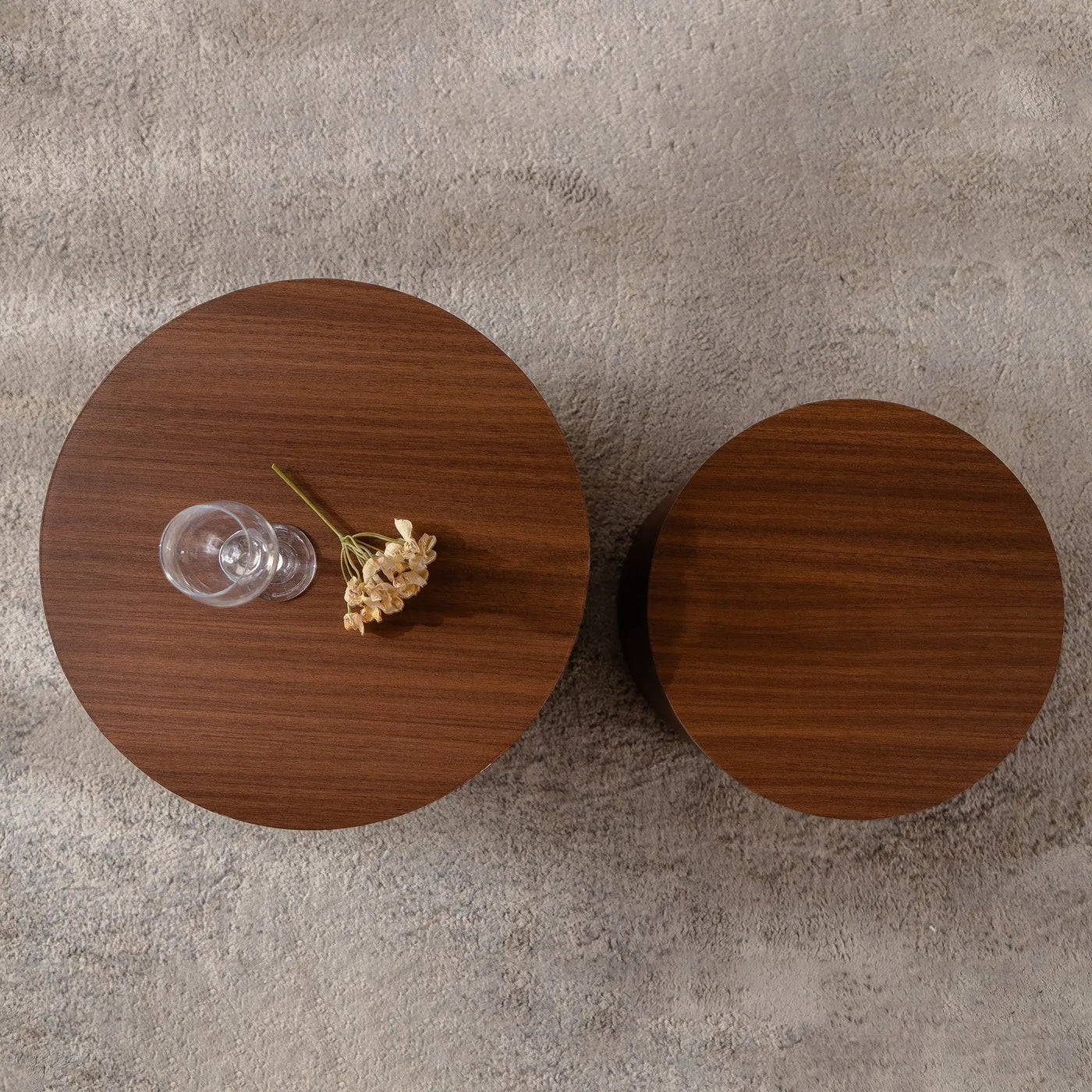Nesting Coffee Table Set of 2 Round Wooden Tables by HouseOfZazla