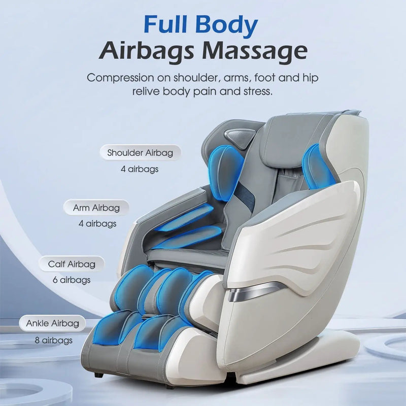 Bosscare - 2023 Brand New Update Gr8686 Massage Chairs With Ai Voice, App Control Sl Track Zero Gravity Full Body Massage Recliner - Gray by HouseOfZazla